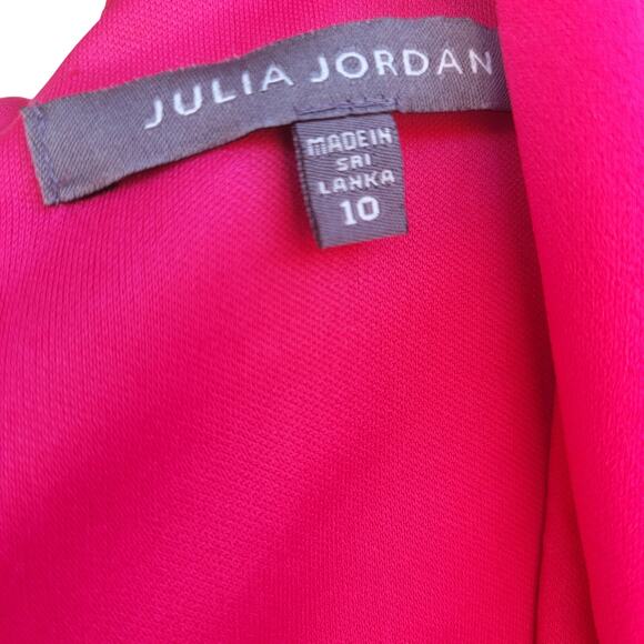 JULIA JORDAN 3/4 SLEEVE CASCADE RUFFLE DRESS SIZE 10 DRAGON FRUIT PINK - Picture 6 of 9